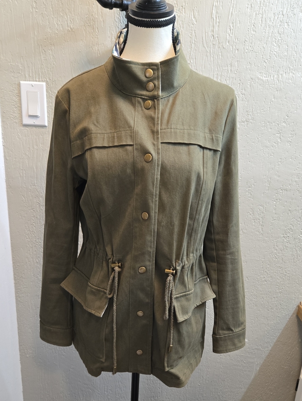 Eden Society Olive Green Utility Drawstring Jacket